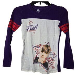 Justin Bieber Girls My World Long Sleeve Shirt Size 10/12 Y2K 2000s Music Artist